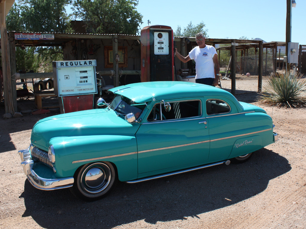Ernie With His Rebel Rouser Ernie with his 1949 Mercury "Rebel Rouser."