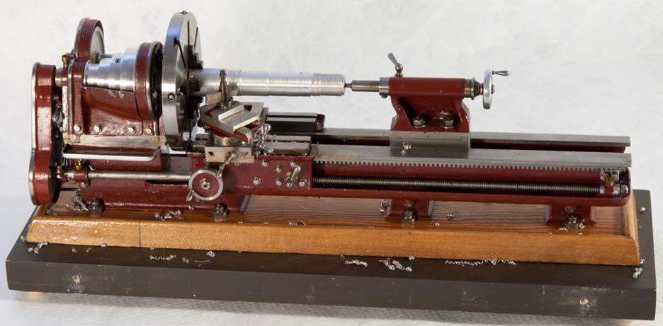 1/16 Scale Lathe A 1/16 scale model of a belt-driven lathe.