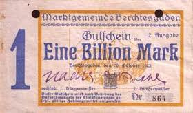 German Mark Note A one-billion mark note from Germany.