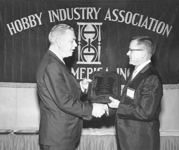 Leroy Receiving an Award Leroy Cox receiving an award from the Hobby Industry Association.