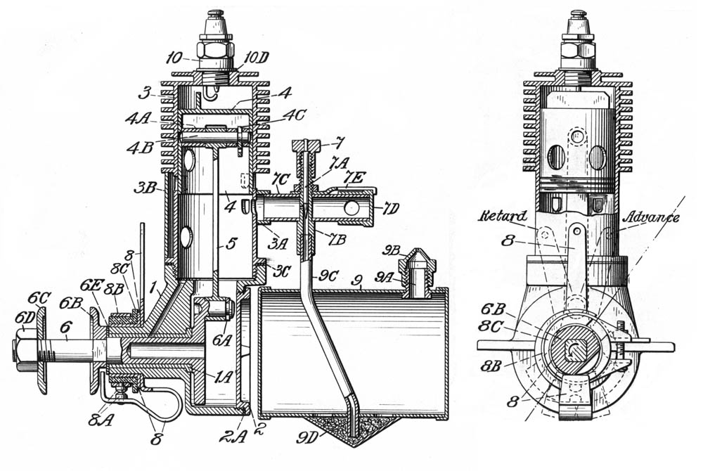 Brown Junior Engine Patent A patent drawing for one of the early Brown Junior engines.