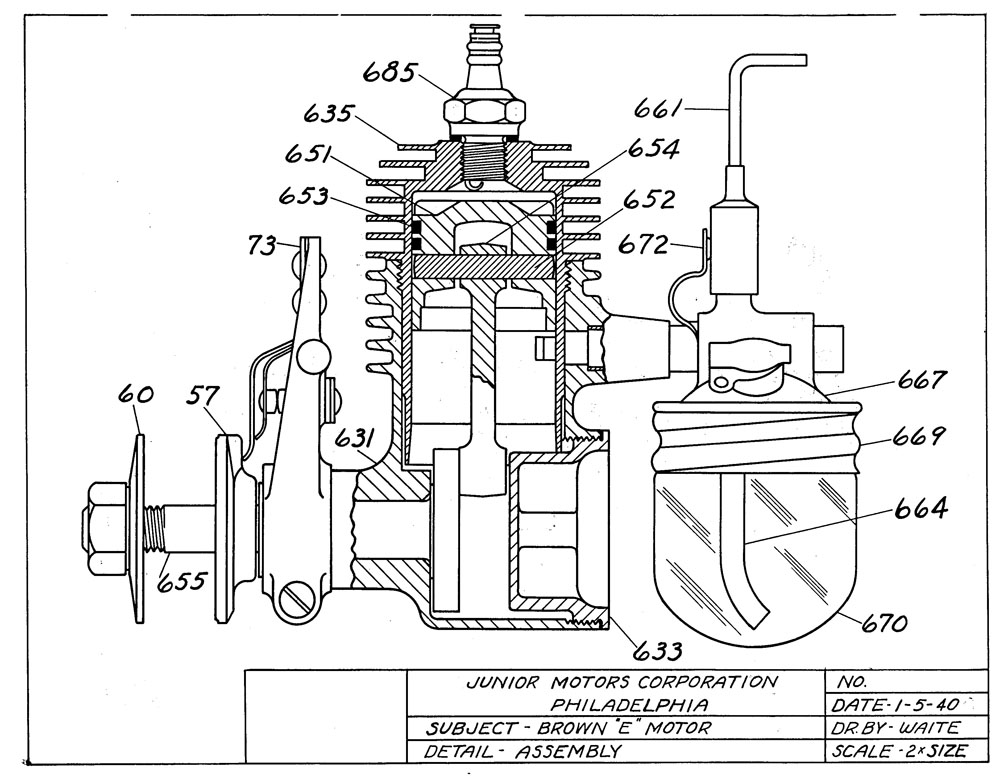 Brown Model E Plans Plans for the Brown Junior model E engine.