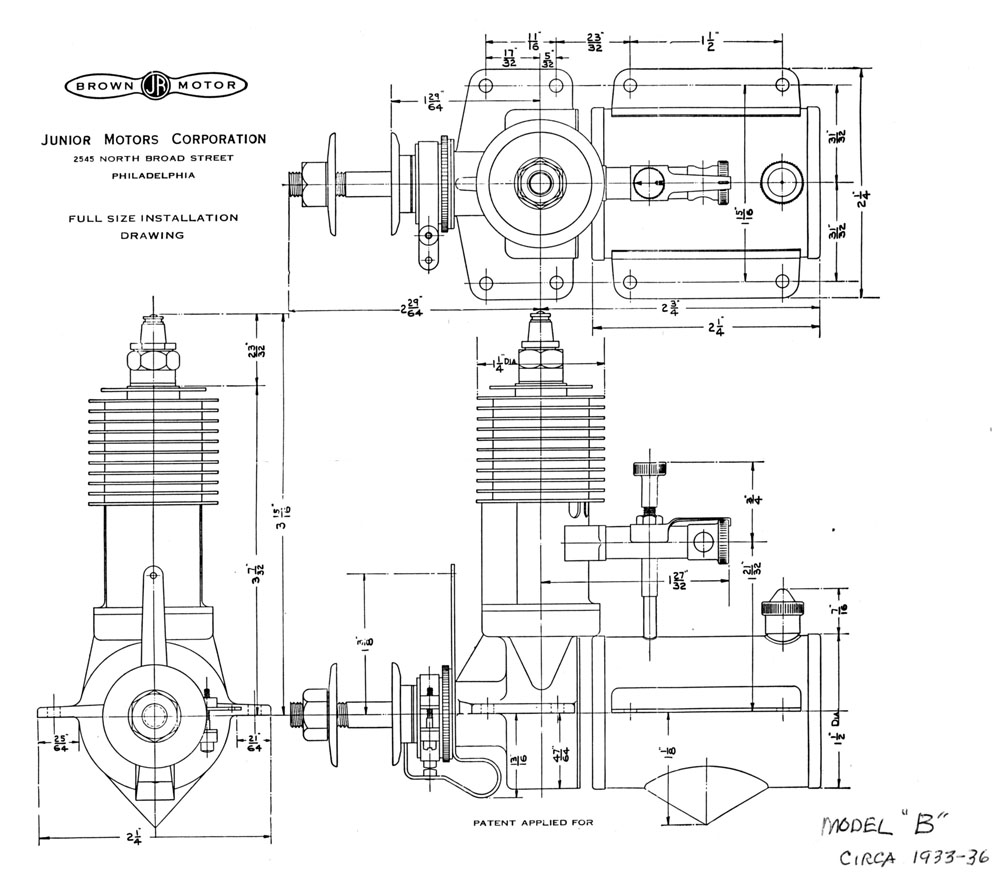 Brown Model B Plans Plans for the Brown Junior Model B engine.