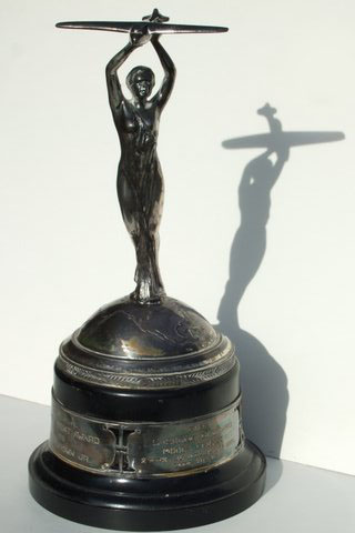 Record Flight Trophy Bill Brown's trophy for the record flight time, 1934.