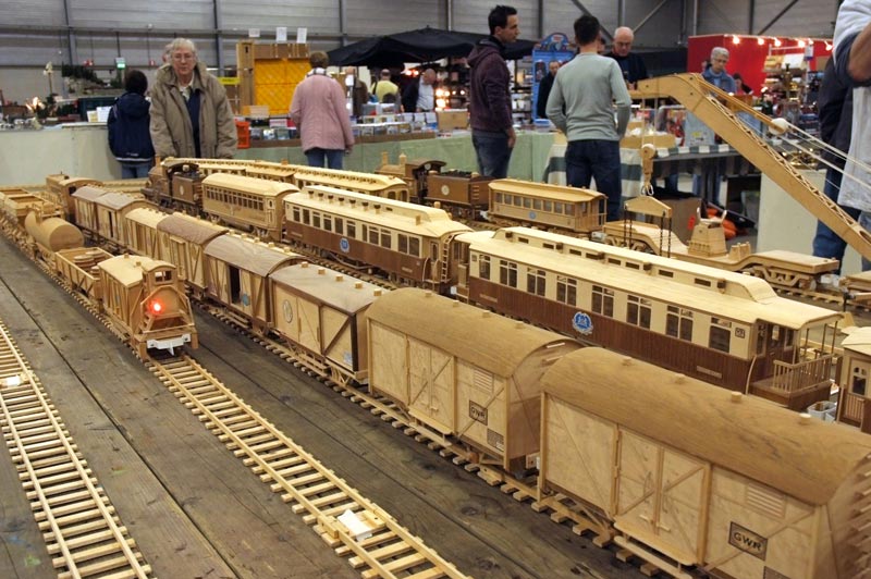 Railway Yard A glimpse of the size and variety of trains that make up the Great Wooden Railway.