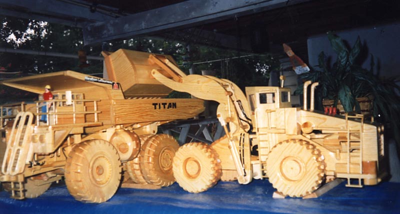 Perry’s Model Front-End Loader and Dump Truck Perry's scale model front-end loader and dump truck.