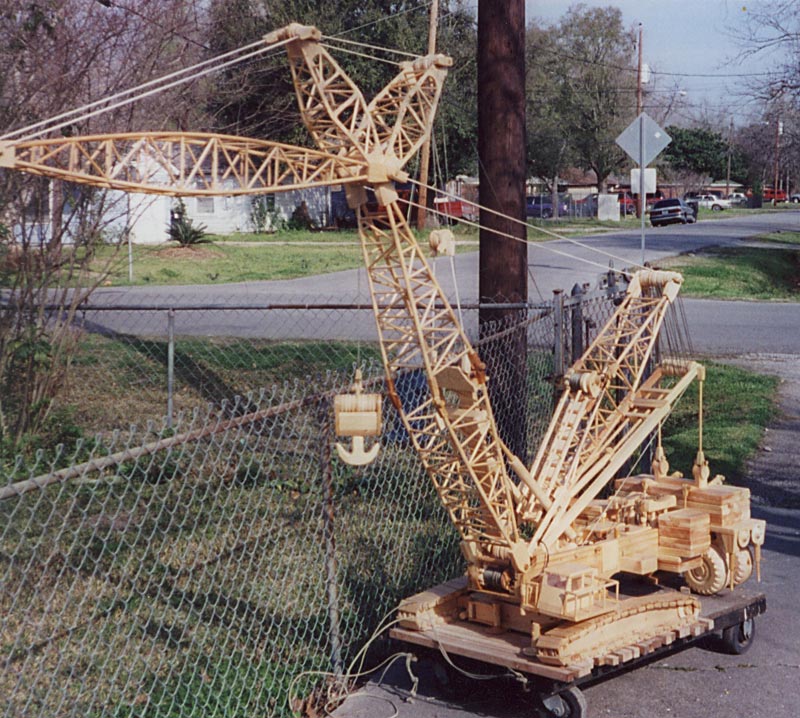 Model Tracked Crane A wooden tracked crane built by Perry.