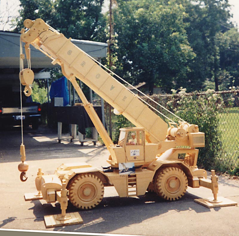 Model Grove Utility Crane A scale model Grove utility crane sits in the driveway.