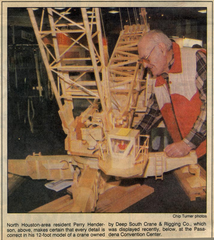 Perry and His Deep South Crane Model Perry Henderson with his large scale model Deep South crane.