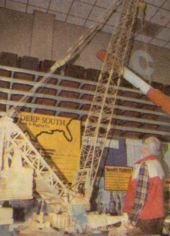 Perry With His Deep South Crane Perry standing beside his model Deep South crane.