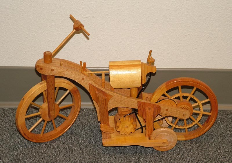 Wooden Model Daimler Motorcycle Perry's scale model Daimler motorcycle.