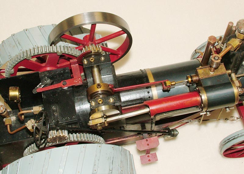 A close look at the Peerless traction engine.