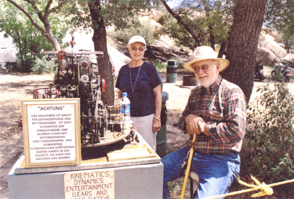Earl and Patty Wolf with the Do Nothing Machine.