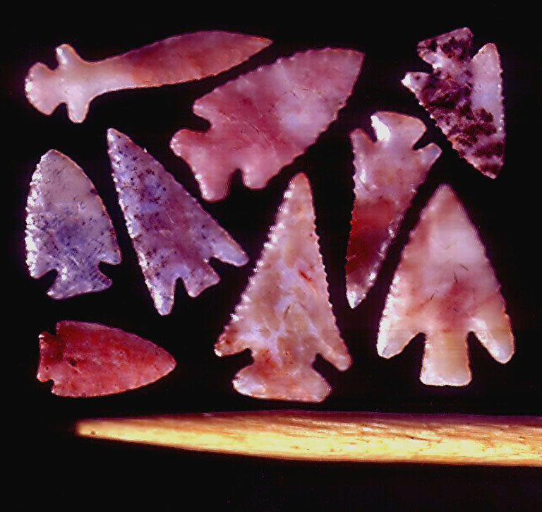 Micro Arrowheads A sample of Dan’s micro arrowheads in a variety of shapes.