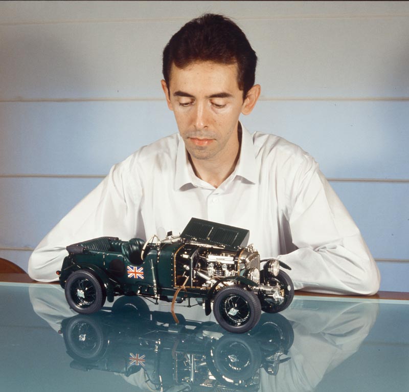Francisco Pulido Francisco Pulido examines his 1/10 scale model of a 1930 4.5 liter Blower Bentley.
