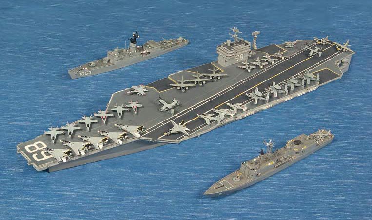 Matchstick Model Ships Matchstick models of USS Roark, USS Nimitz, and USS O.H. Perry.