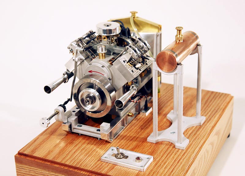 The Finished Howell V-4 Engine A rear view of the completed Howell V-4 engine.