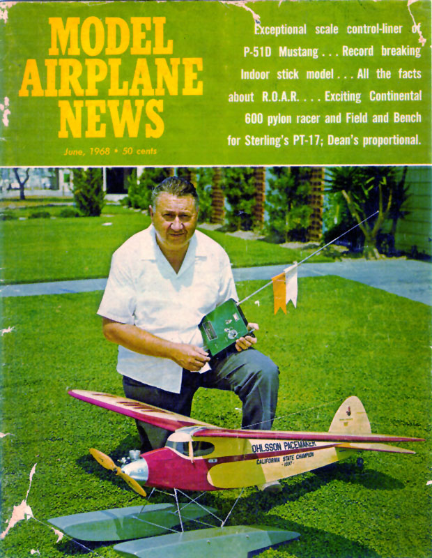 Irwin Ohlsson With His Pacemaker Irv on the cover of Model Airplane News.