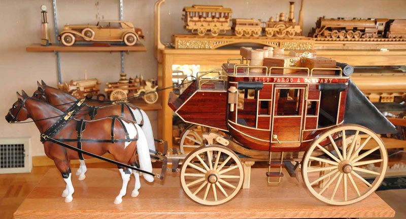 Wells Fargo Stagecoach Sunia modeled this detailed Wells Fargo stagecoach.