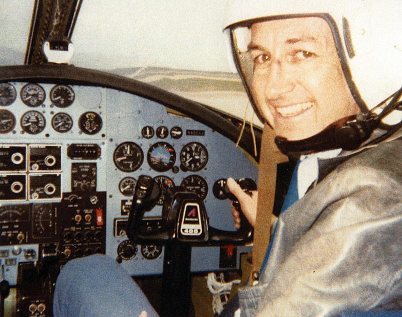 Bill in the Cockpit Bill Tompkins in the cockpit.