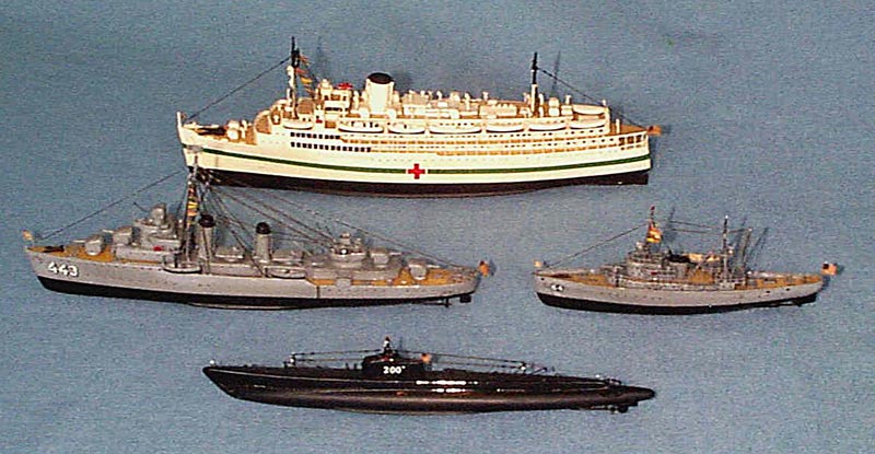 Scale Ships and Submarine Four different vessels from Bill's ship collection.