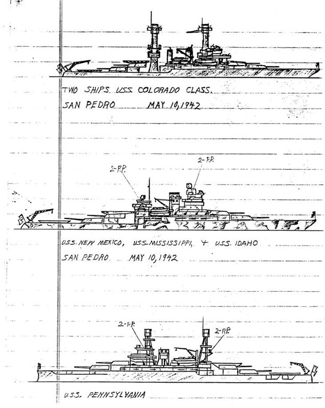 Bill's Construction Drawings A typical construction drawing by Bill features multiple ships.