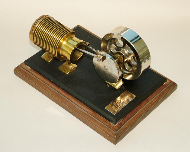 A prototype solar "flame licker" vacuum engine.