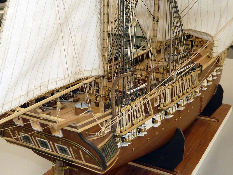 A 1/78 scale model of the USS Constitution.