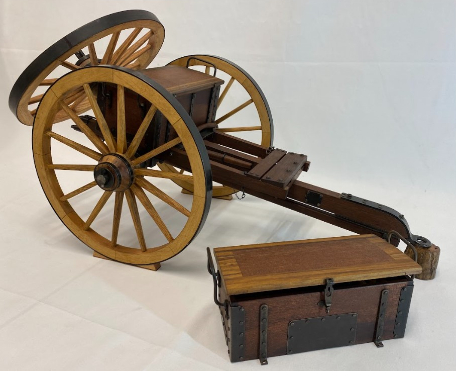 1/6 Scale Napoleon Gun Caisson The 1/6 scale caisson ammunition cart that would accompany the Napoleon gun. There are over 130 individual rivets in this piece alone, all scratch-built.