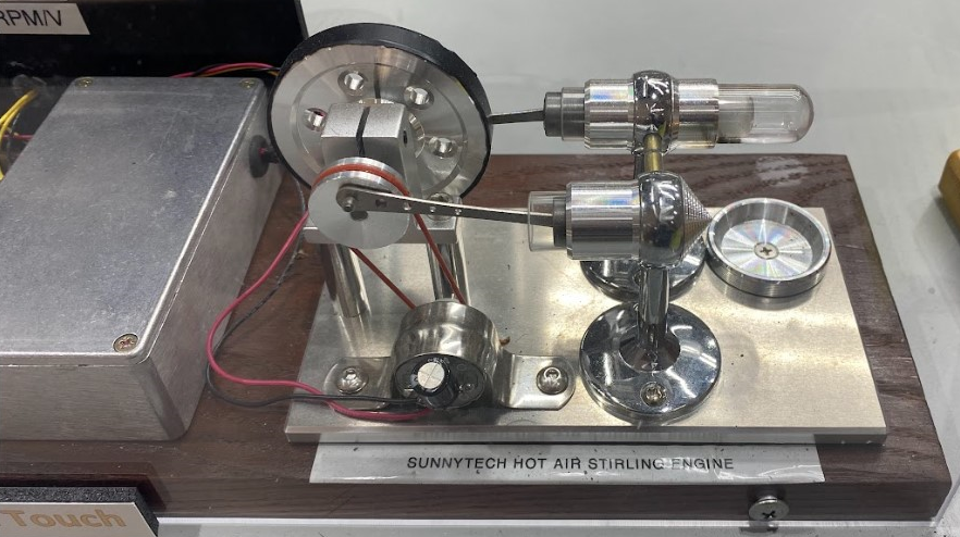 This custom made dynamometer was built by Jeff Crockett for measuring the output of a small Stirling engine.